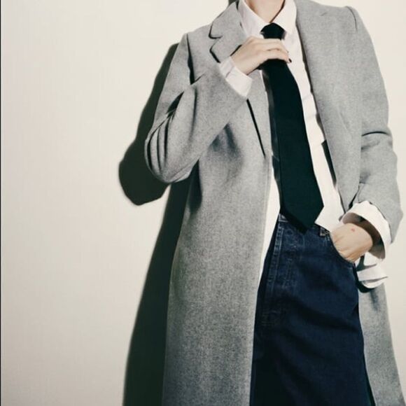 Zara Light Gray Trench Jacket - Picture 1 of 6